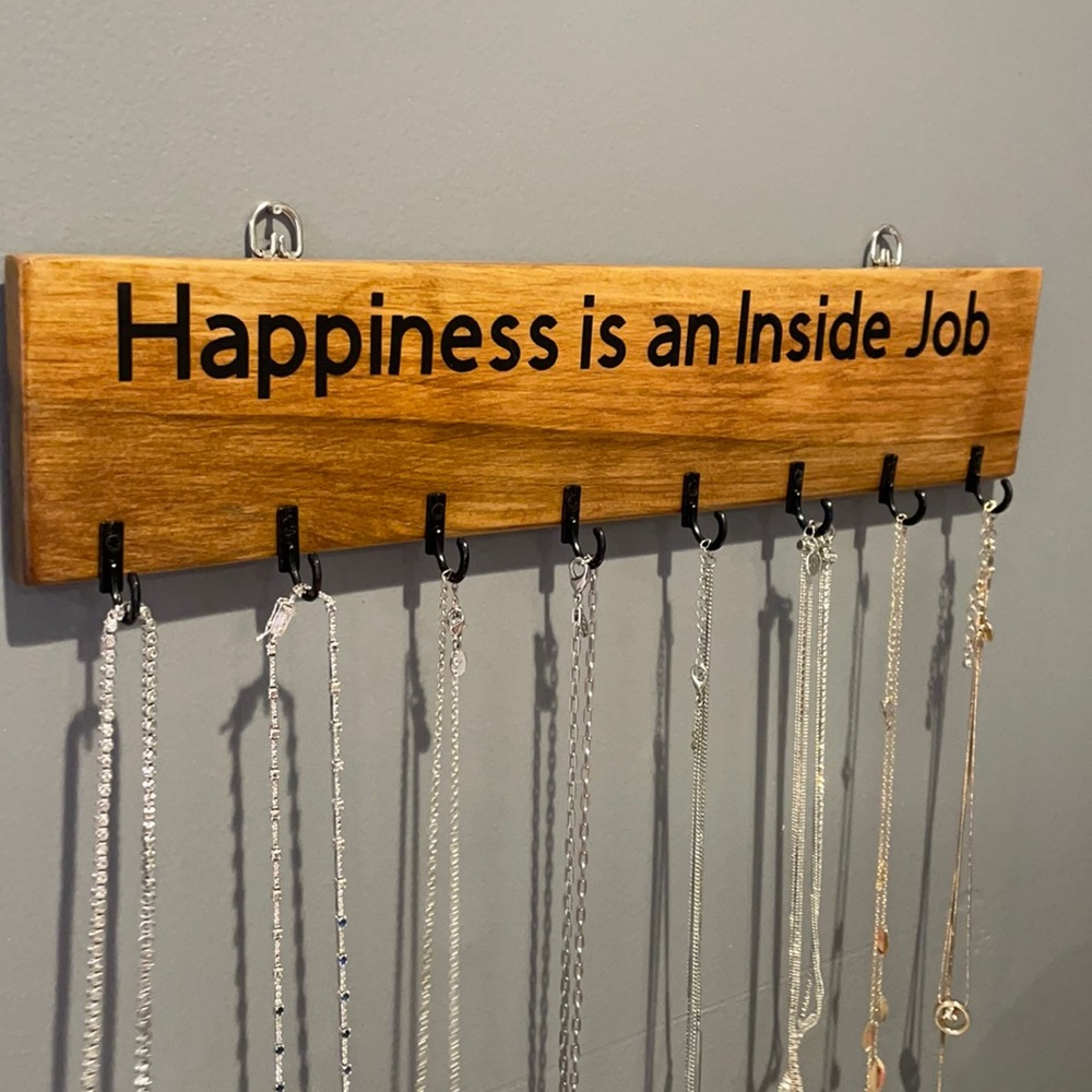 Hand Made daily mantra jewelry holder 8 hooks